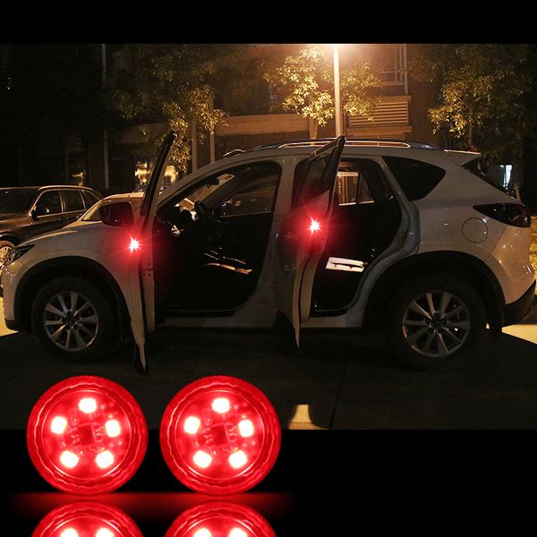 

2pcs flashing led warning lamp auto strobe traffic light install car door lights anti collision magnetic control red yellow blue
