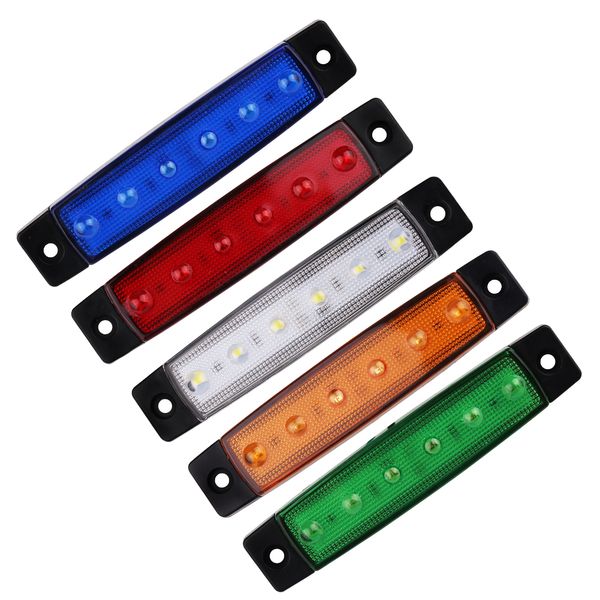 

10 pcs 12v 24v 6 leds colorful truck side light decorative lights car bus trailer lorry side marker indicator light lamp