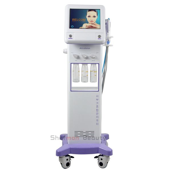 

5 in 1 radio frequecy rf face lift ultra onic cooling ma age hydrafacial microdermabra ion hydro aqua peeling facial machine