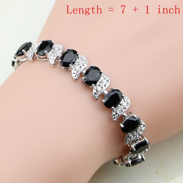 

925 silver bridal jewelry black stone white crystal jewelry sets for lady wedding earrings/pendant/necklace/rings/bracelet, Slivery;golden