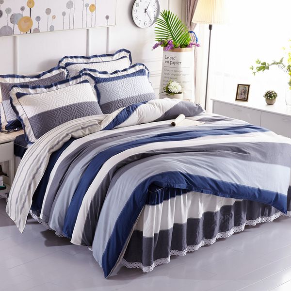

pure cotton bed skirt bed cover four pieces of cotton covered with cove