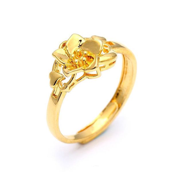 

fashion 18kgp imitation gold ring gold flower ring hand washing without the metal non-fading series ins fashion jewelry, Silver