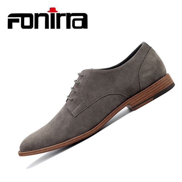 

fonirra fashion men suede leather casual shoes spring men flats lace up male oxfords soft leather shoes chaussure homme 404, Black
