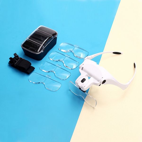 

glasses with led lights watch repair magnifying glass multi-lens head-mounted magnifying glass multi-functional loupe led head mounted