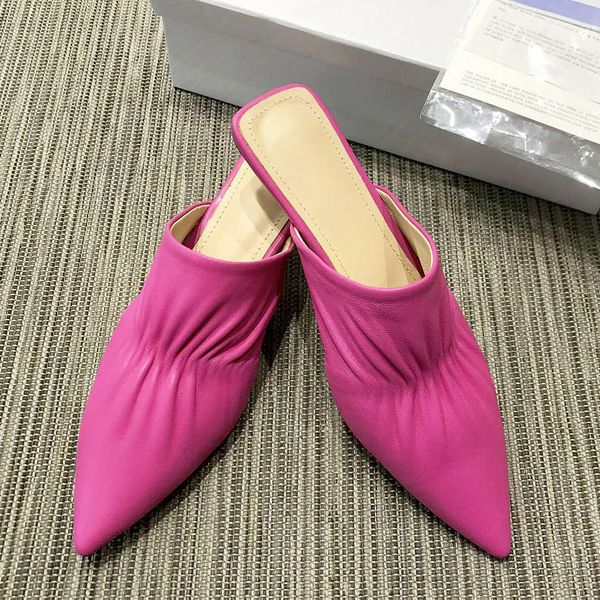 

2019 new baotou sandals womens shoes wear pointed half drag high heels sandals summer slippers with original box qg, Black