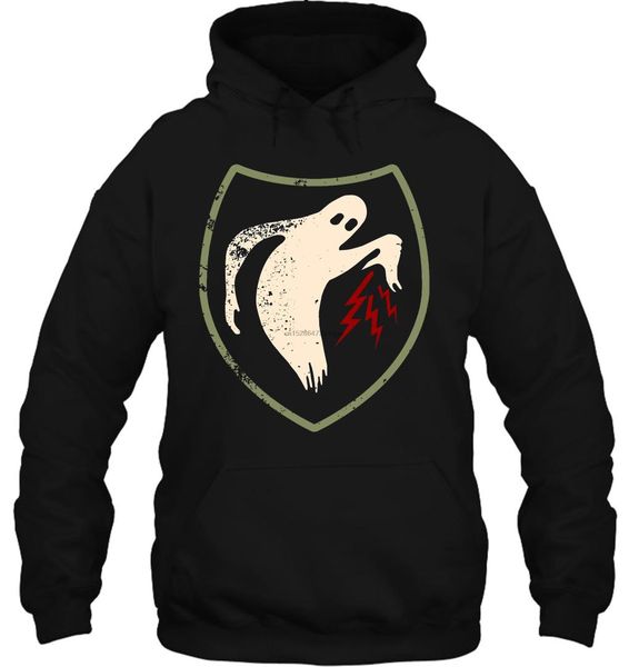 

men hoodie printed ghost army wwii world war 2 allied unit sleeve women streetwear, Black