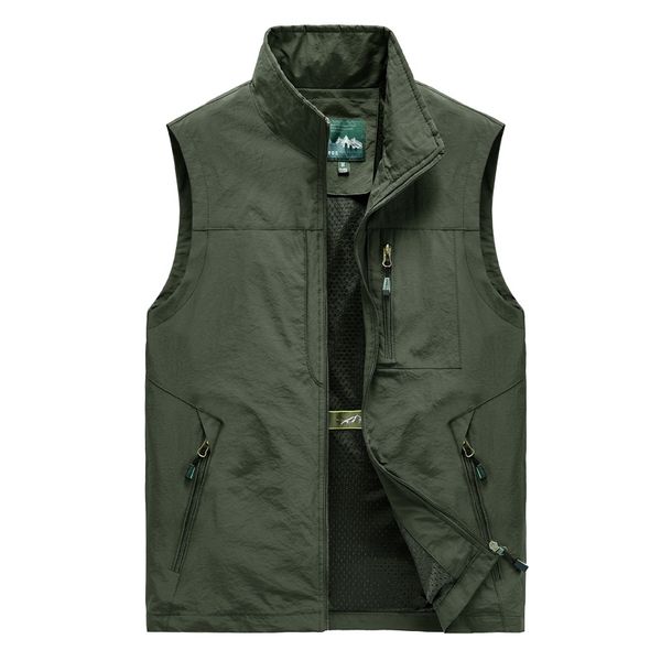 

men's multi-pocket vest quick-dry cardigan vest water-resistant pgraphy fishing mountaineering hiking waistcoat plus size5xl, Gray;blue
