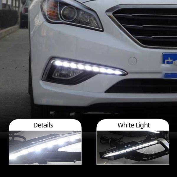

2pcs drl for hyundai sonata 9 2014 2015 2016 fog lamp cover daytime running lights headlight 12v daylight car-styling