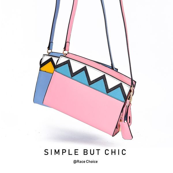 

2019 new popular panelled women shoulder bag patchwork small square famous designer handbags genuine leather crossbody bag