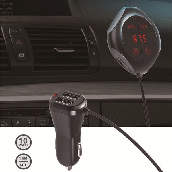 

car mp3 music player fm transmitter modulator aux out bluetooth handsphone dual usb charger tf card reader