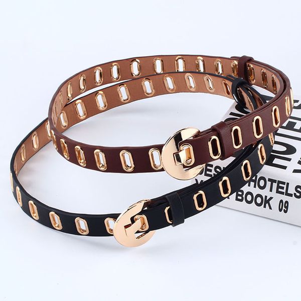 

fashion punk belts for women casual alloy pin buckle pu leather waistband female jeans waist belt cinto feminino pasek damski, Black;brown