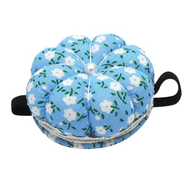 

portable sewing pincushion arm rubber strap pumpkin shaped holder wristband hand tool - 6cm, Black