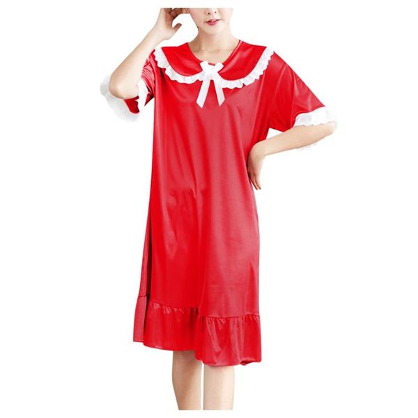

women's sleepwear lace night dress for women v-neck skirt silk nightgown sleeveless nightdress ladies nightwear summer homewear, Black;red