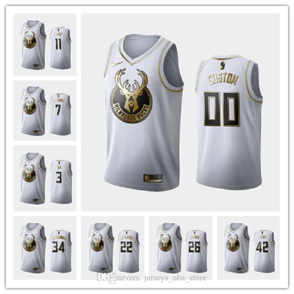 

custom milwaukee bucks men giannis antetokounmpo white golden city nba basketball jersey 02, Black;red