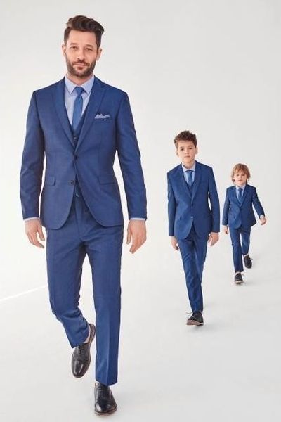 

customized blazer casual father and son suits fashion spring fall street smart business prom party suit men navy blue pants boys suit 990693, White;black