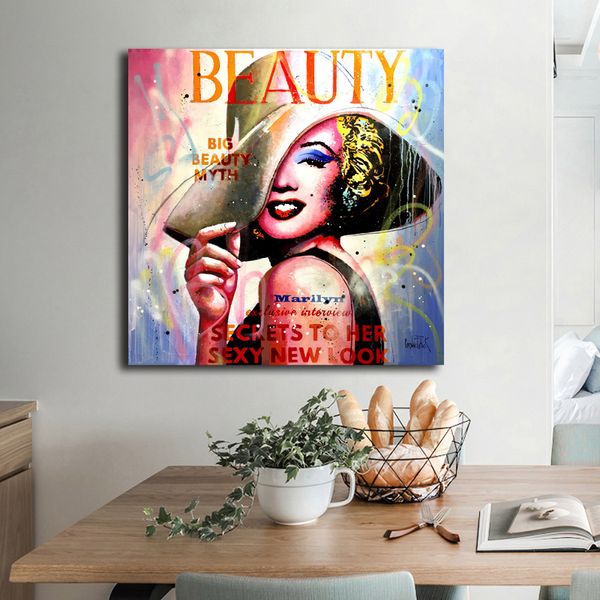 2019 Marilyn Monroe Anime Portrait Hd Canvas Famous Figure Painting Print Bedroom Home Decor Modern Wall Art Oil Painting Poster Framework From