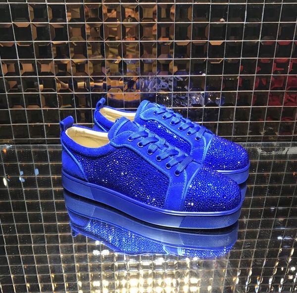 

оригинальный ящик синий rhinestone красный подошва юниор кроссовки, обувь с красной подошвой повседневный walking strass low top инструкторы, Black