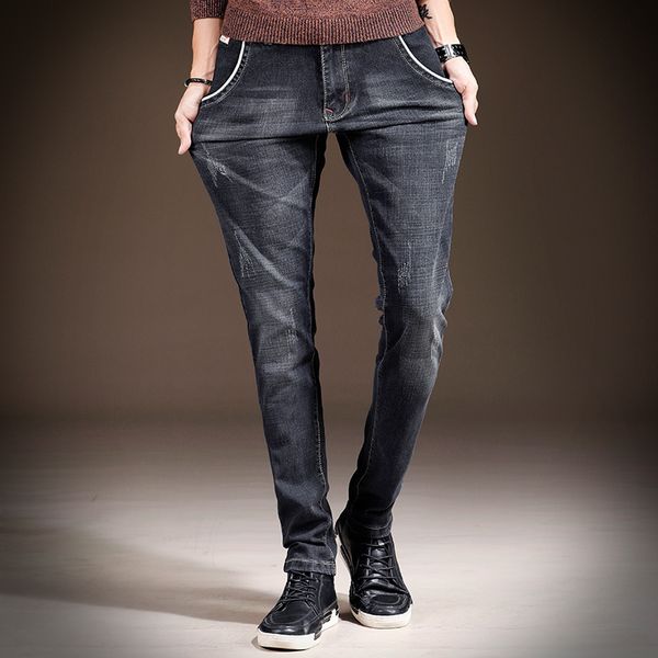

2020 autumn new arrivals jeans men quality smart casual male denim pants straight slim fit black blue men's trousers yong man