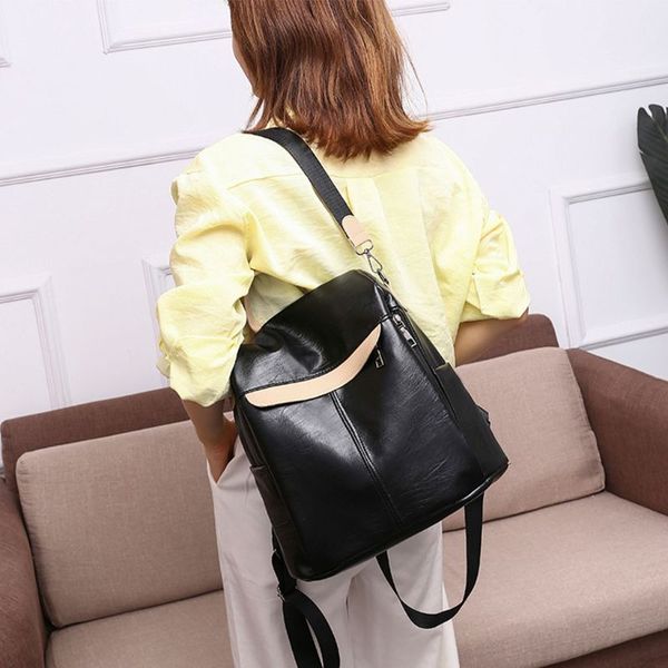 

women backpack casual anti-theft leather rucksack laptravel shoulder bag