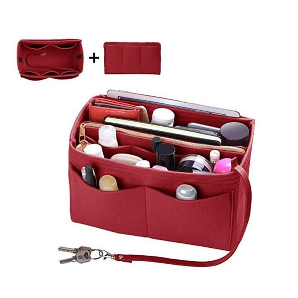 

девушки женщин портативный войлок ткань кошелек войлок вставьте мешок нескольких карманы сумки кошелек организатор держатель для макияжа пут