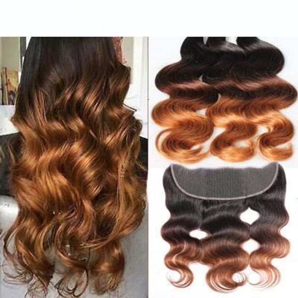 

1b 4 30 27 ombre human hair bundles with frontal closure remy blonde brazilian body wave 3 bundles colored bundles with frontal pre plucked