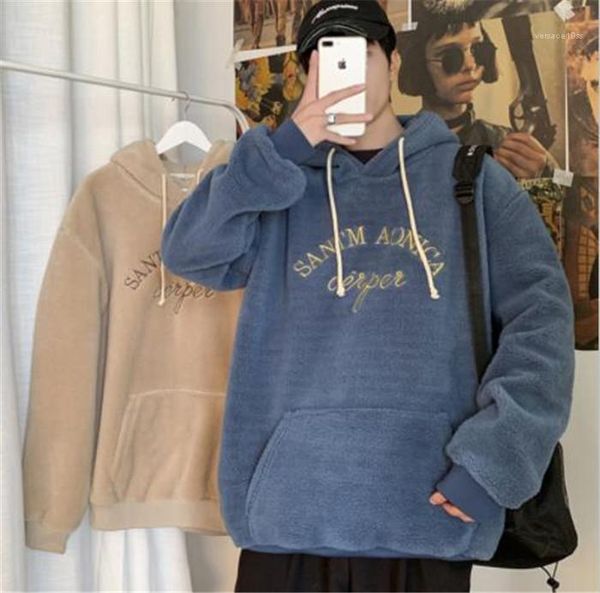 

hoodies long sleeve hooded cashmere blend warm style homme couple clothing fashion style casual apparerl mens warm designer, Black