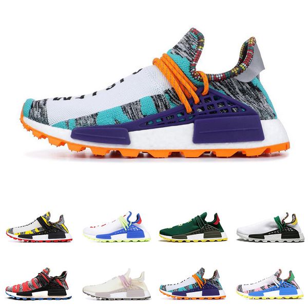

hu pharrell williams human race men women running shoes nerd black blue green cream solar pack mens trainer sports sneakers, White;red