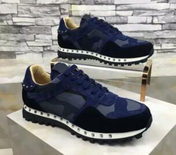 

designer shoes runner studded trainers shoes women men rockrunner women men platform sneakers casual walking flats size 36-4611, Black