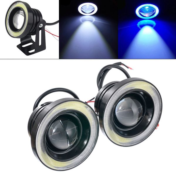 

2pcs universal 2.5 inch 64mm 12v 1200lm car led angel eye fog lamp auto drl cob diaphragm daytime running light