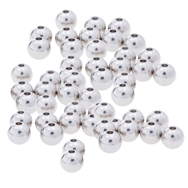 

50pcs silver stainless steel round spacer beads diy jewelry making
