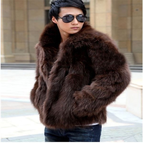 

new winter coat men's faux fur coat plus size men's lapel collar long sleeve faux fur jacket male outwear 3xl black