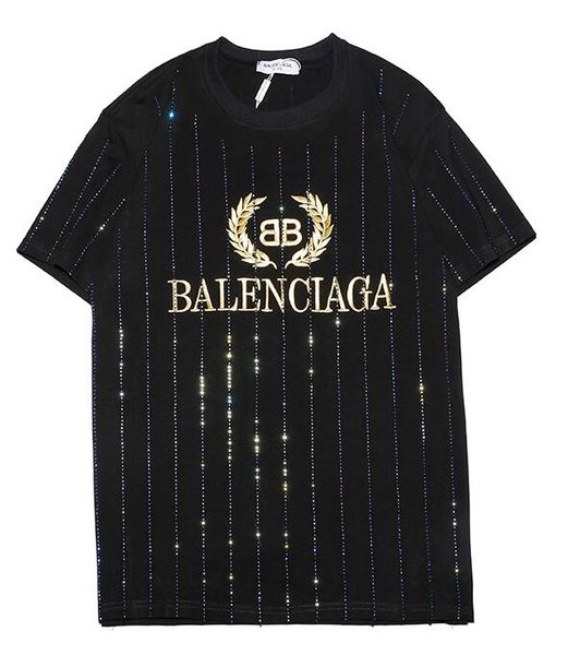 

9102 new tee black bb men women golden letter logo embroidery rhine tone t hirt hort leeve o neck t hirt whole ale xxl