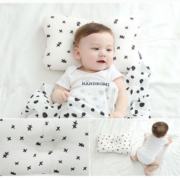 

newborn baby infant cotton pillow new printed positioner prevent flat head pillows fashionable anti roll soft weeping willow hot