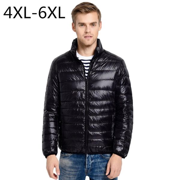 

2019 new winter men white duck down coat male standing collar ultralight down jacket windproof warm parka 4xl 5xl 6xl plus size, Black