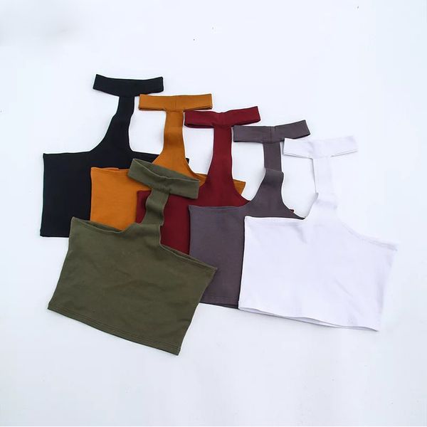 

camisole halter halter backless tank women elestic crop casual off shoulder sleeveless camis 2019 summer camisole, White