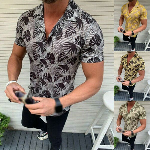 

men casual style shirts short sleeve length single breasted closure type print pattern v-neck collar regular sleeve length, White;black