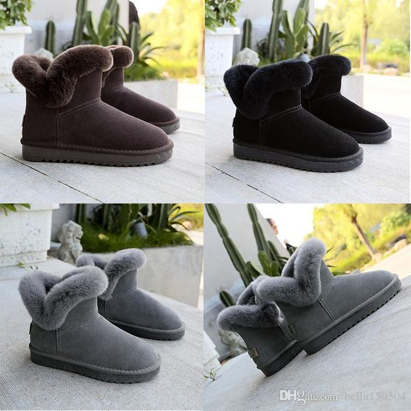 

snow boots winter real leather women australia classic ankle boots fur black grey brown womens girl shoes casual shoes ing