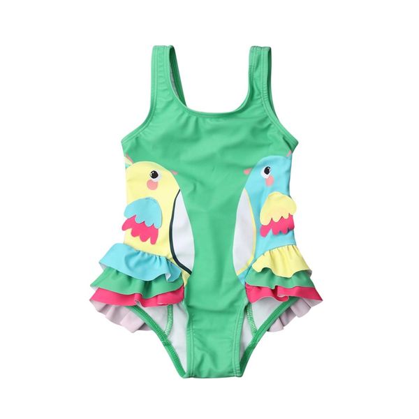 

for 0-24m newborn kids baby girls birds swimsuit swimwear patchwork tutu romper outfits bathing suits summer holiday, Black