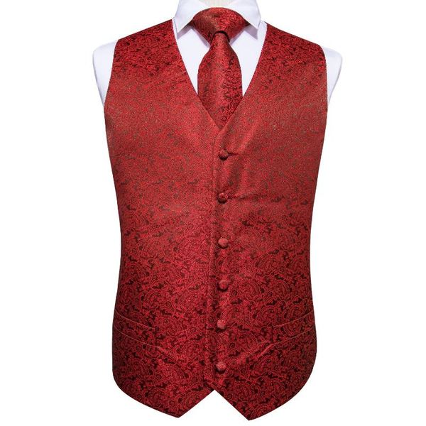 

men's vests vest red floral silk wedding for men bowtie hanky cufflinks necktie set suit tuxedo luxury designer 2021, Black;white