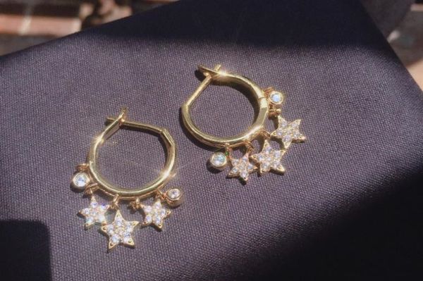

925 sterling silver dazzling crystal stars earring fashion multi-layer geometric circle earring elegant wedding party jewelry