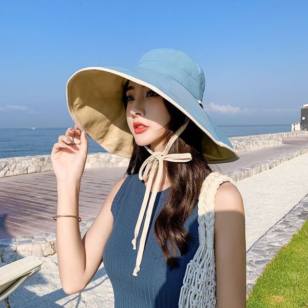 

2020 все-матч рыбака женщина прилива рыбак вс приморский путешествия солнцезащитного зонтик шляпа двухсторонней шляпы солнца, Blue;gray