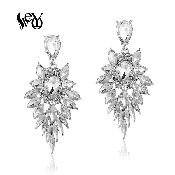 

veyo elegant dress matching crystal dangle earrings for women luxurious fashion jewelry ing, Silver