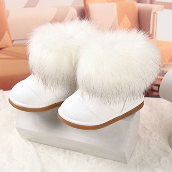 

new winter baby girl snow boots warm plush children boots girls pu leather sneakers outdoor princess cotton shoes b159, Black;grey