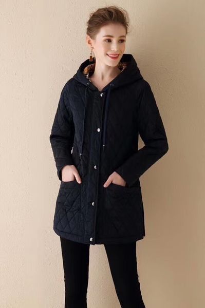 

ms. cotton-padded jacket loose solid color cotton-padded jacket zipper thick coat rhombic lady warm black red blue khaki winter qq8
