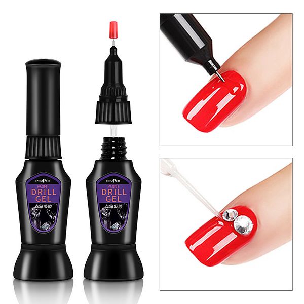 

10ml uv acrylic rhinestones nail glue needle diy decoration adhesive glue false nail art tips point drill gel with brush tslm1, Red;pink