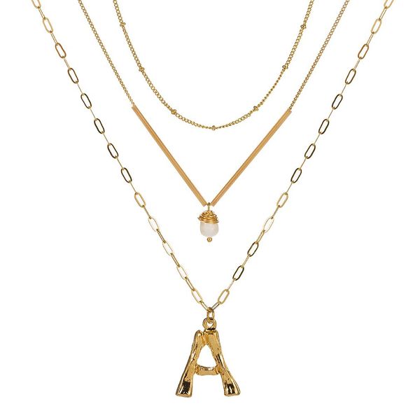 

26 english letters multi-layer necklace fashion personality coral stone pendant jewelry female accessories nz442-x, Silver