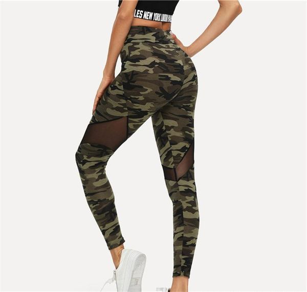 

casual patchwork female gauze capris womens camouflage leggings spring fashion ladies sports pants sexy, Black