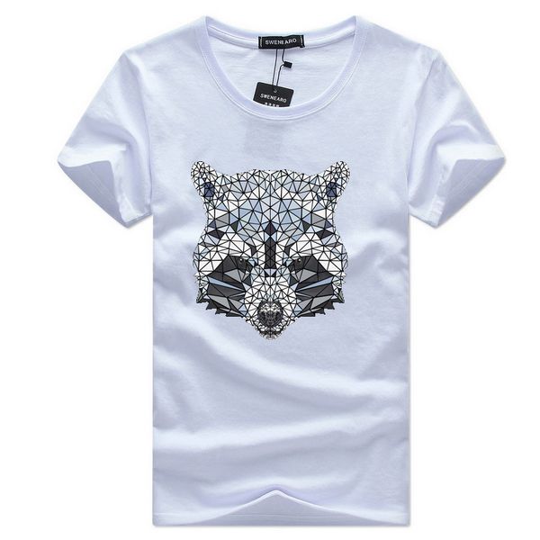 

hip hop summer men's clothing tee shirts short sleeve tee shirt bear diamond bear printed cartoon casual cotton men t-shirt, White;black