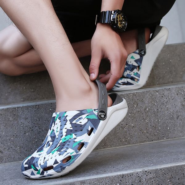

men's summer hole shoes sandals breathable casual outdoor non-slip beach slipper fashion light new trend walking shoes crocse, Black