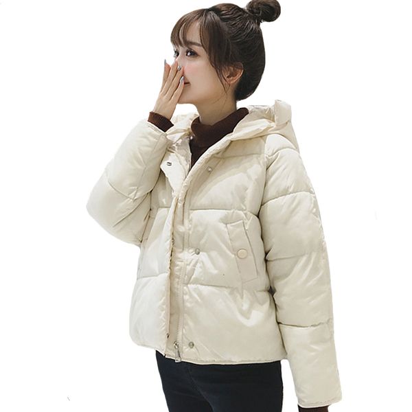 

korean winter jacket with hat, cotton button and tightness coat, 2019, Tan;black